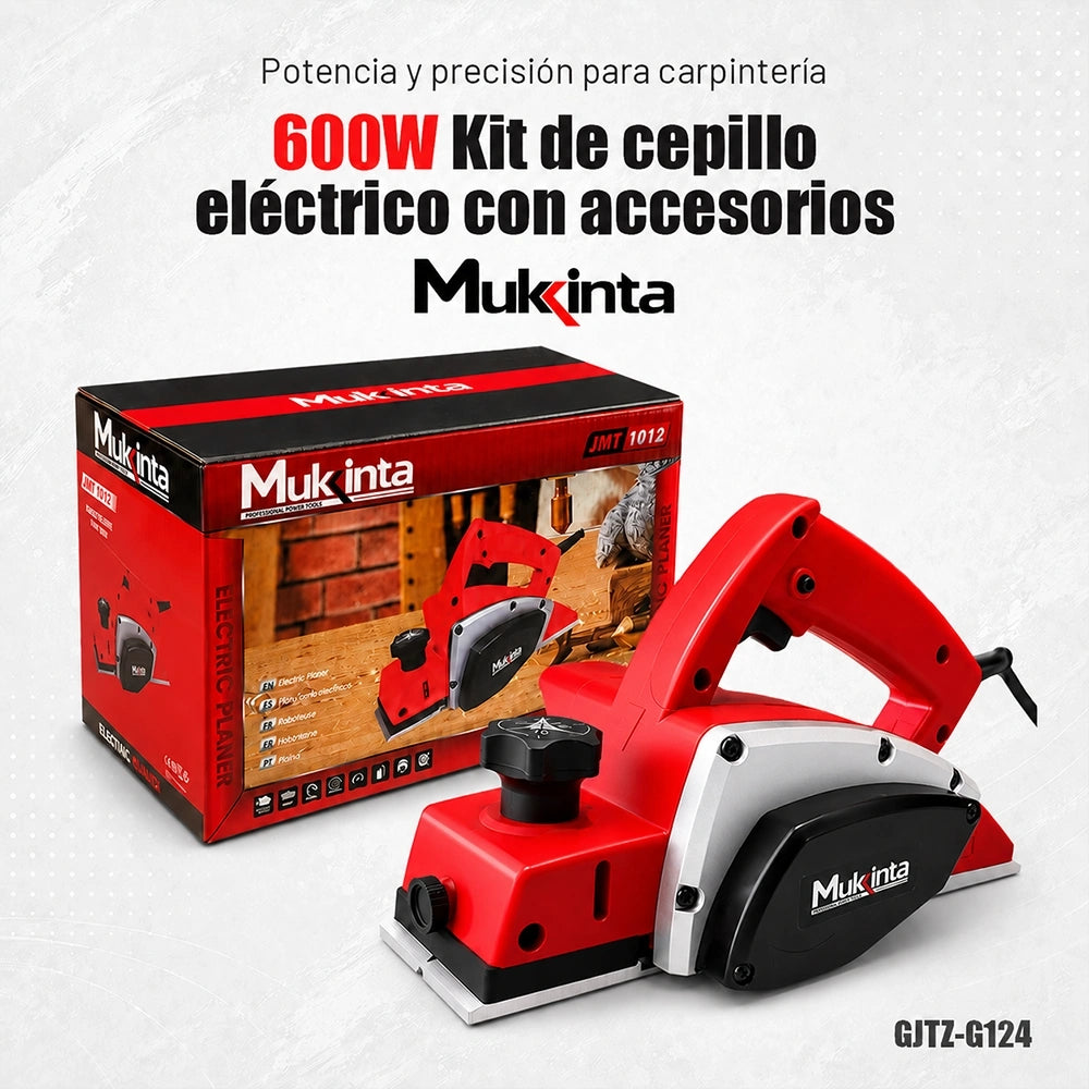 Cepillo Eléctrico Mukinta 600W 110V para Madera | GJTZ-G124