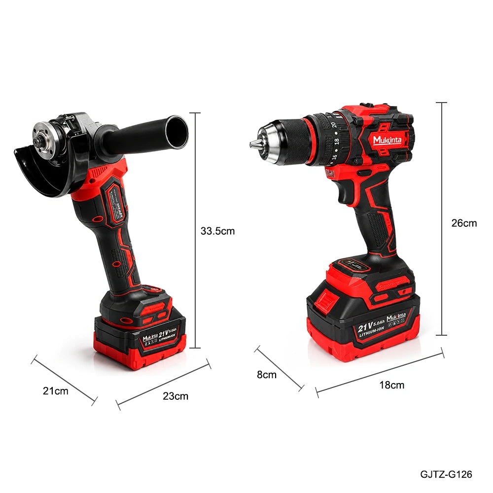 Kit Mukinta 48V Taladro de Impacto y Amoladora Angular de 125 mm con 2 Baterías | GJTZ-G126