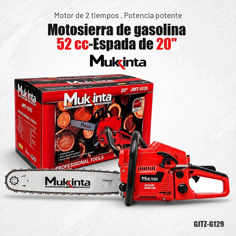 Motosierra a Gasolina Mukinta 52CC de 20 Pulgadas – 2.4 kW GJTZ-G129